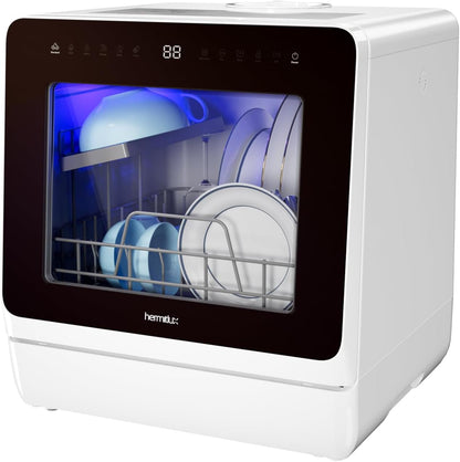 Table Top Dishwasher 7+3 Programmes, Mini Countertop Dishwasher with 5 Place Settings, Delayed Star Function & Child Lock