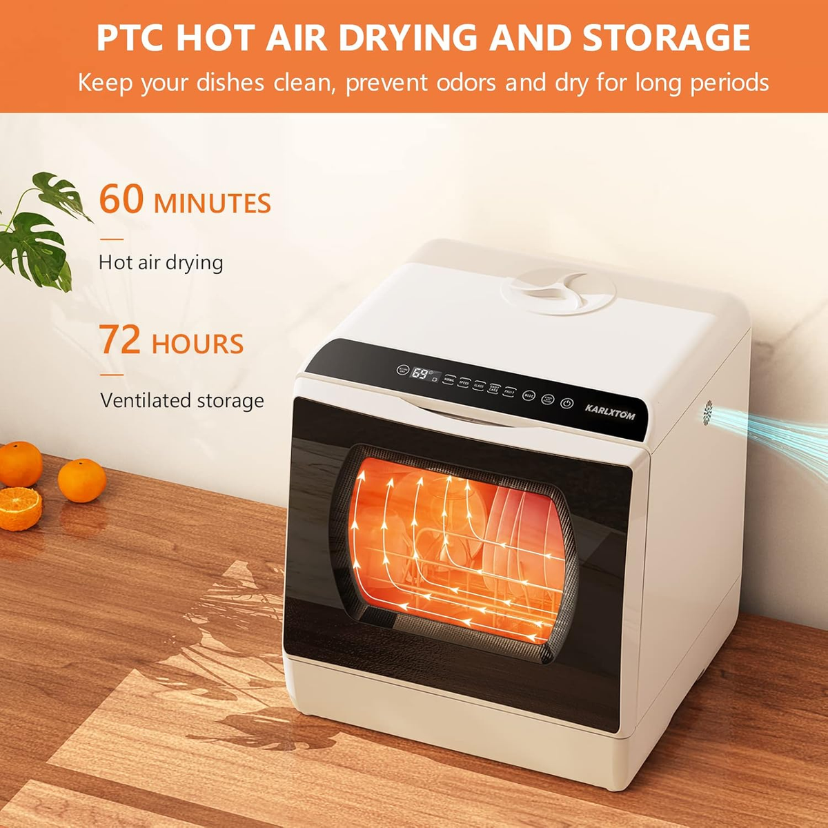 Mini Table Top Dishwasher – 6 Programs, Touch Control, Auto Drying, Baby Care & Fruit Wash